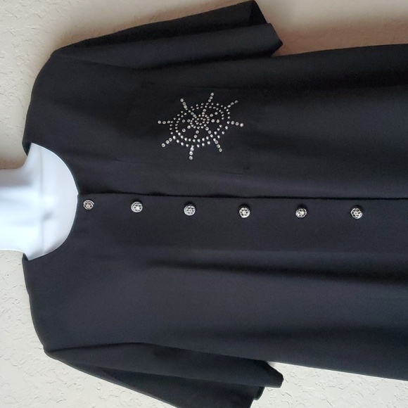 VTG Mode Sara of California black nautical button up blouse - Picture 2 of 10